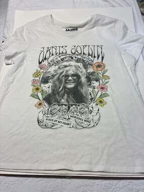 Janis Joplin Graphic T-Shirt with Butterfly and Flowers